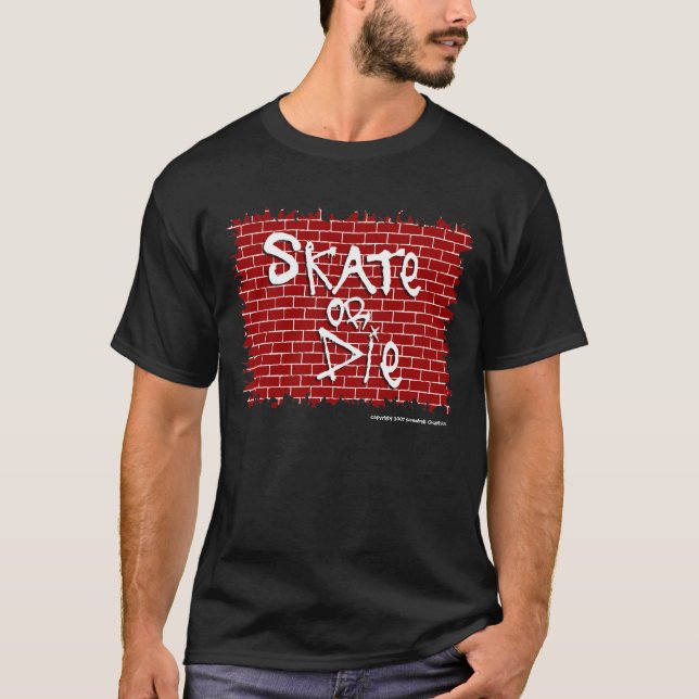 Camiseta Escura Skate or Die (Frente)
