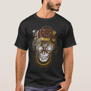 Camiseta Escuridão do Caveira Steampunk Estranho Divertido