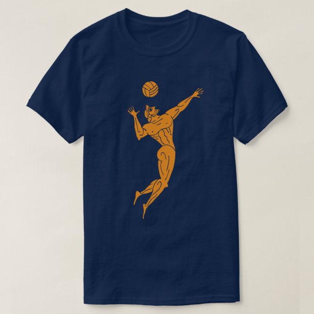 Camiseta Escuro de Voleibol dos Antigos Olimpíados Modernos (Frente do Design)