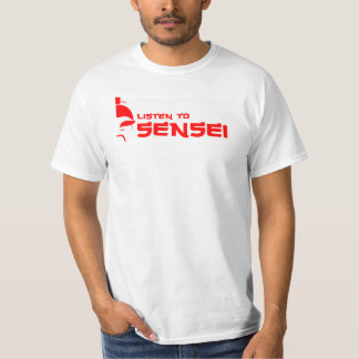 Camiseta Escute Sensei (branco/vermelho)