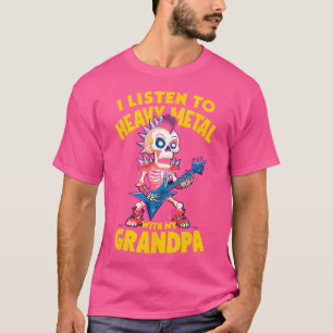 Camiseta Escuto O Metal Pesado Com O Esqueleto Do Meu Avô P
