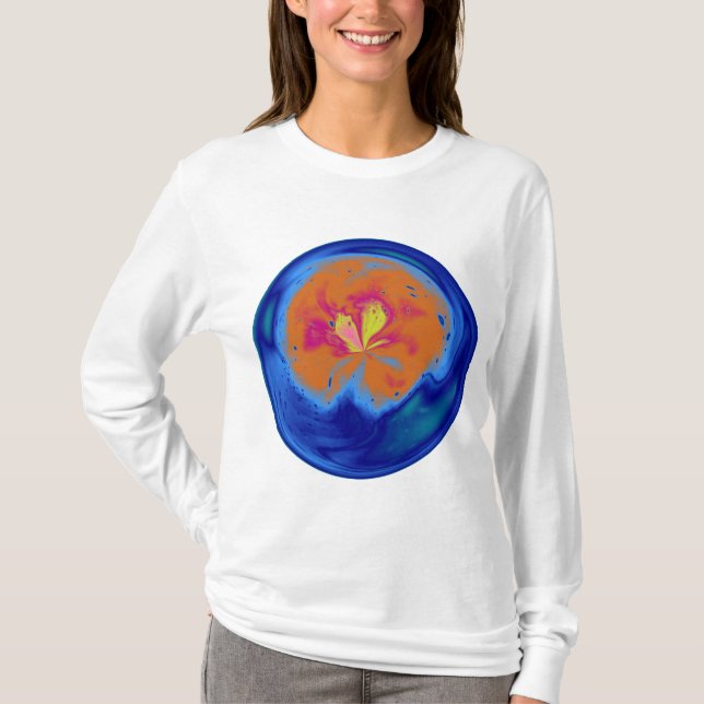Camiseta Esfera Abstrato azul com efeito leve (Frente)