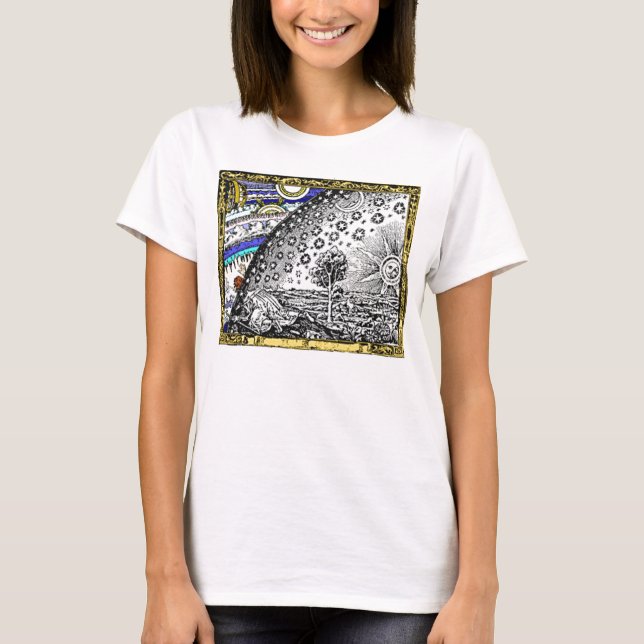Camiseta Esfera celestial intrincada Sol Lua Estrelas Plane (Frente)