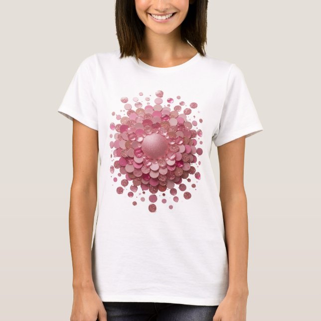Camiseta Esfera de brilho rosa WITTY design de texto (Frente)