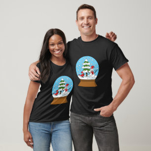 Camiseta Esfera de Neve com Boneco de Neve Cardinal e Pinhe