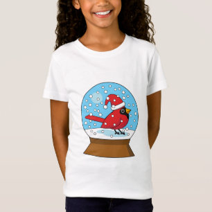 Camiseta Esfera de Neve com Cardinal Vermelho Fofo