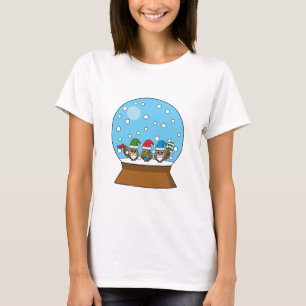 Camiseta Esfera de Neve com Três Corujas Gnomo