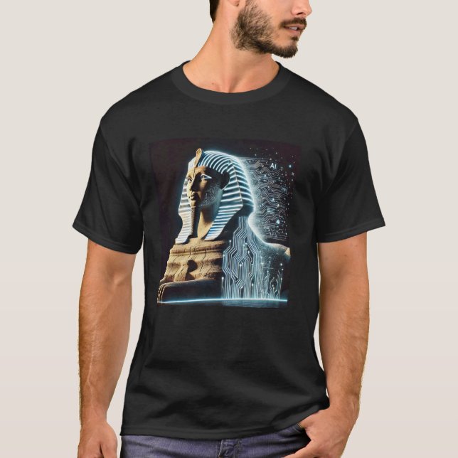 Camiseta Esfinge Digital Egípcia Com Projeções de Conhecime (Frente)