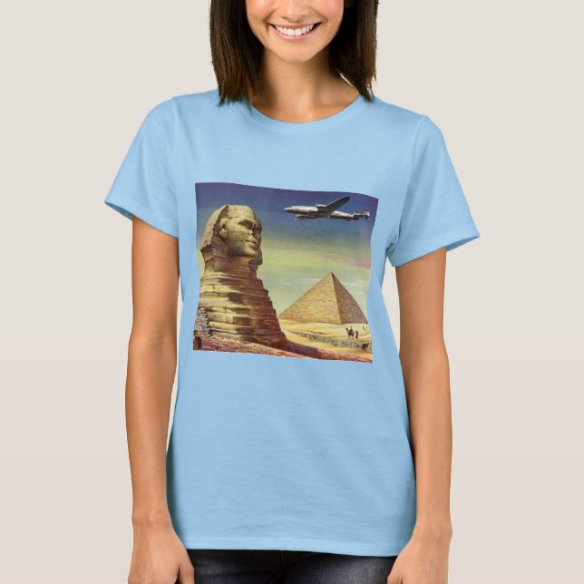 Camiseta Esfinge do Excelente Vintage de Giza, Pirâmides do (Frente)