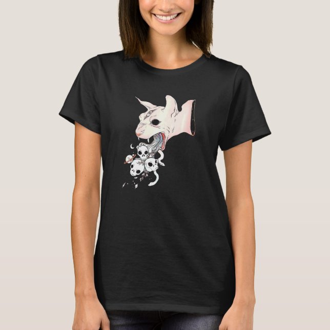 Camiseta Esfinge Gato E Gótico De Bruxas (Frente)