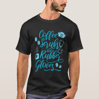 Camiseta Esfregões De Café E Luvas De Borracha