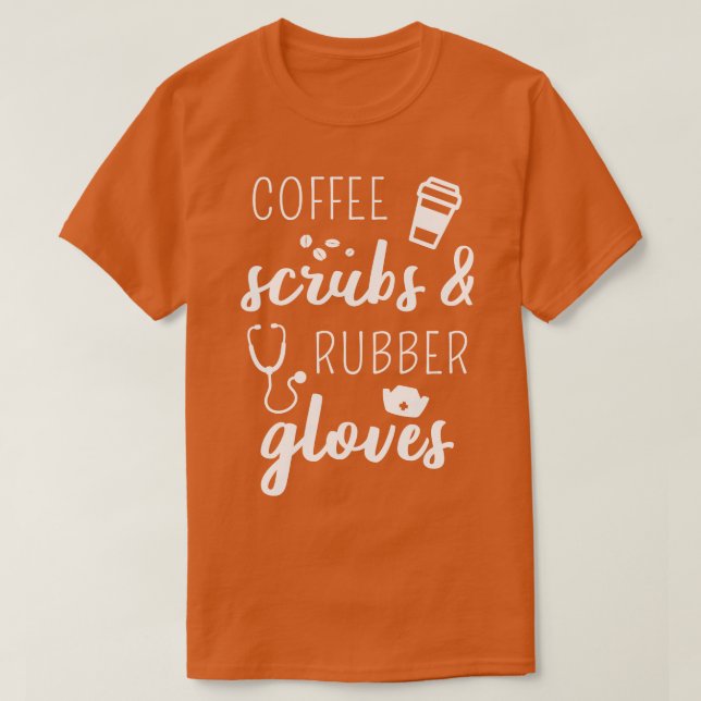 Camiseta Esfregões De Café E Luvas De Borracha (Frente do Design)