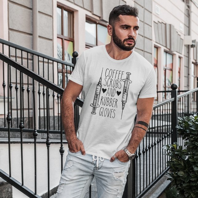 Camiseta Esfregões De Café E Luvas De Borracha (Criador carregado)