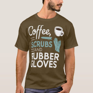 Camiseta Esfregões de café e luvas de borracha