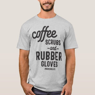 Camiseta Esfregões de café e luvas de borracha