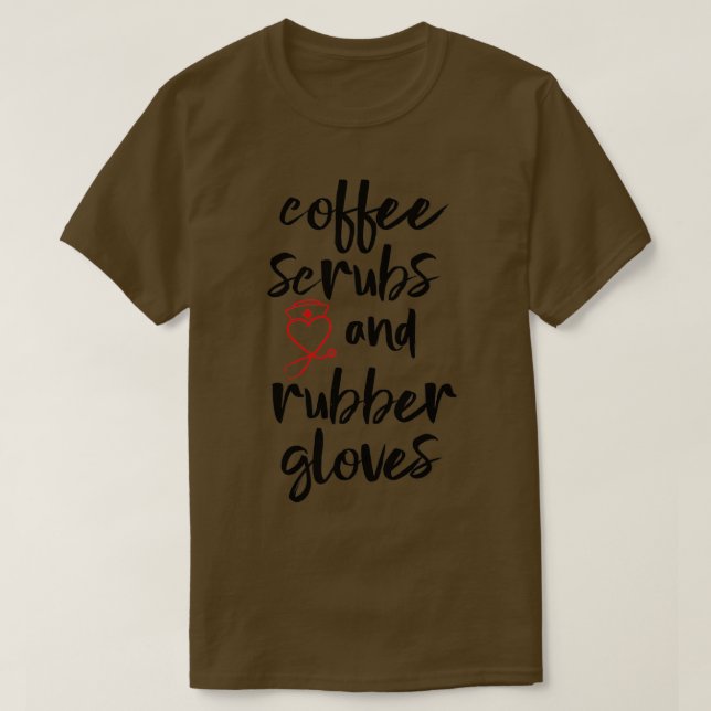 Camiseta Esfregões De Café E Luvas De Borracha 3 (Frente do Design)