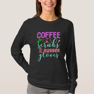 Camiseta Esfregões De Café E Luvas De Borracha + Agulhas E