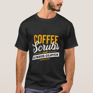 Camiseta Esfregões De Café E Luvas De Borracha Enfermeira E