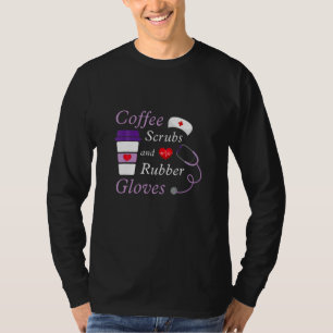 Camiseta Esfregões De Café E Luvas De Borracha Enfermeira M