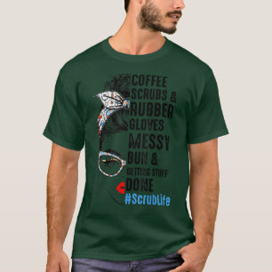 Camiseta Esfregões De Café E Luvas De Borracha Enfermeiras