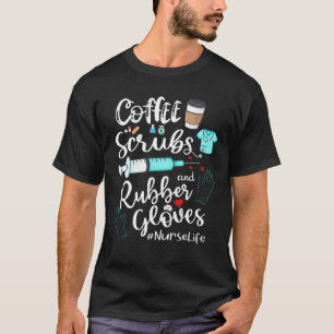 Camiseta Esfregões De Café E Luvas De Borracha Enfermeiros