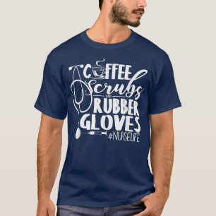 Camiseta Esfregões De Café E Luvas De Borracha Para Enferme