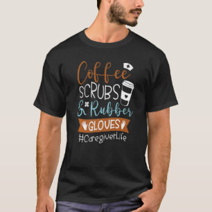Camiseta Esfregões De Café E Luvas De Borracha Que Cuidam D