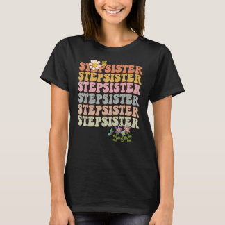 Camiseta Esfregona-retrógrada Palavras onduladas de irmã-ve