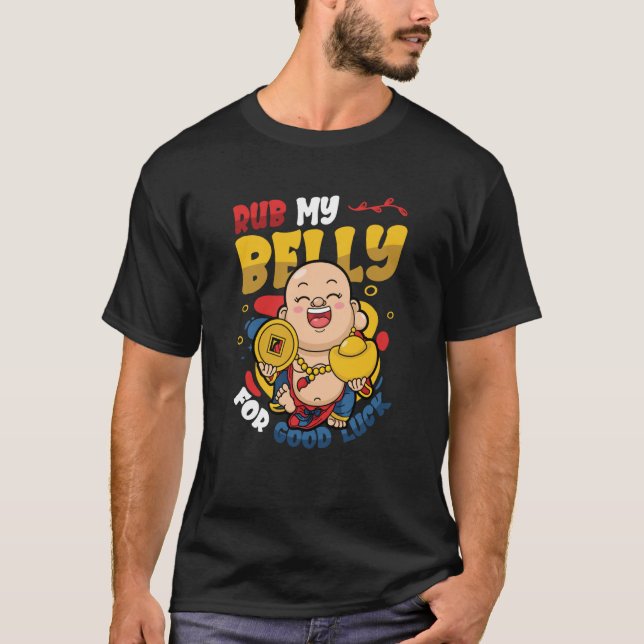 Camiseta Esfregue Minha Bela Para Boa Sorte, Buddha (Frente)