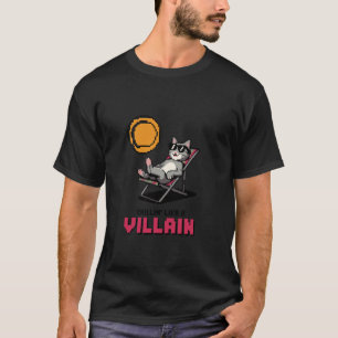 Camiseta Esfriando Como Um Vilão Pixel Gato Humor