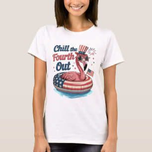 Camiseta Esfrie o Quarto Fora Flamingo Engraçado 4 de Julho