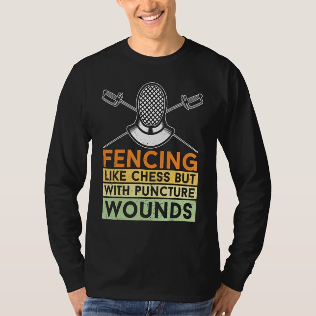 Camiseta Esgrima Como Xadrez Mas Com Feridas De Punção Fu (Frente)