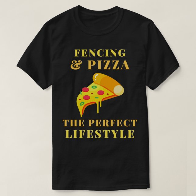 Camiseta esgrima e estilo de vida da pizza (Frente do Design)