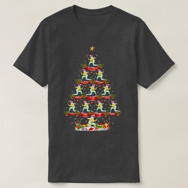 Camiseta Esgrima Esportiva Xmas Tree Lighting Estimulando o (Frente do Design)