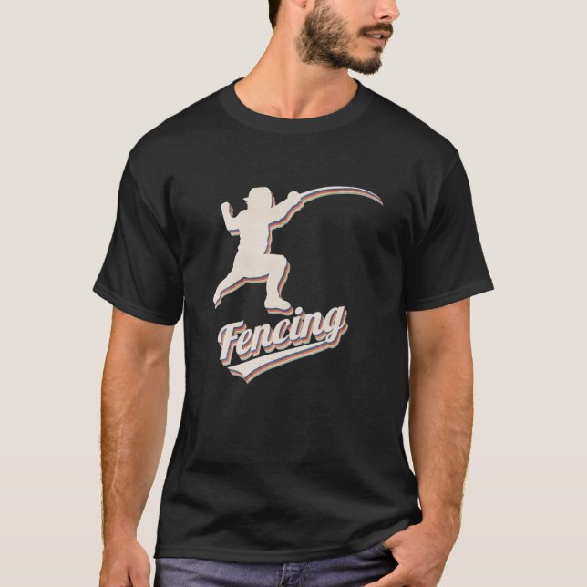 Camiseta Esgrima - Fencer de Vintage Retro (Frente)