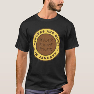 Camiseta Esgrimistas nascem em janeiro desenho alternativo