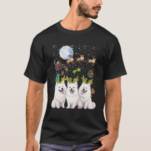 Camiseta Eskimo Americano Cachorro Xmas Luzes Reindeer Papa