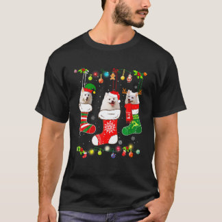 Camiseta Eskimo Americano de Natal Luz Engraçada Puppy Xmas