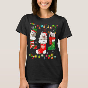 Camiseta Eskimo Americano de Natal Luz Engraçada Puppy Xmas