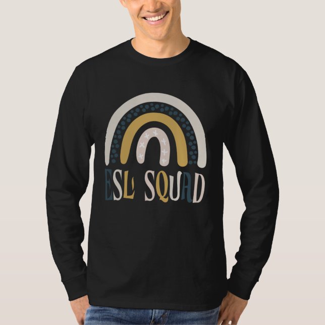 Camiseta ESL Squad Teacher Crew Team Back To School Boho Ra (Frente)