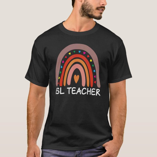 Camiseta ESL Teacher Boho Rainbow Back To School Appreciati (Frente)