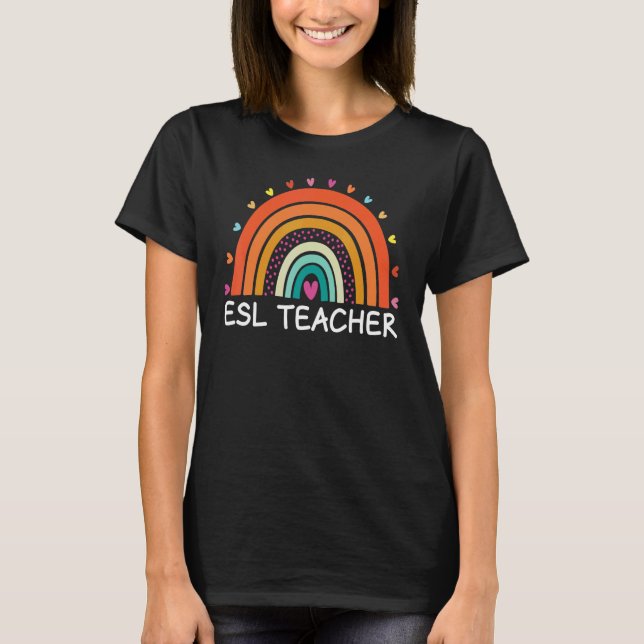 Camiseta ESL Teacher Boho Rainbow Back To School Appreciati (Frente)