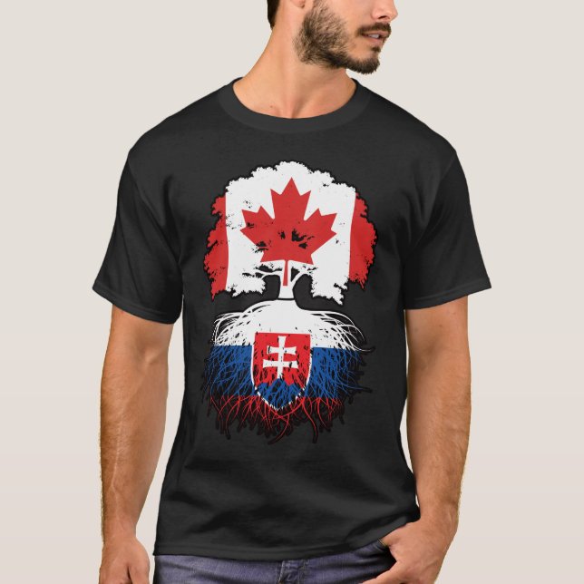Camiseta Eslováquia Eslováquia Canadá, Canadá, Bandeira das (Frente)