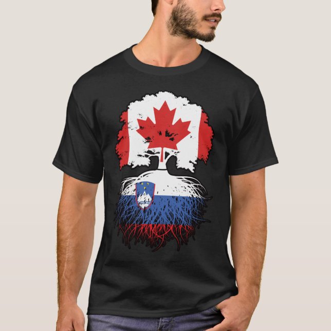 Camiseta Eslovênia canadiano Canadá Bandeira de Raízes de Á (Frente)