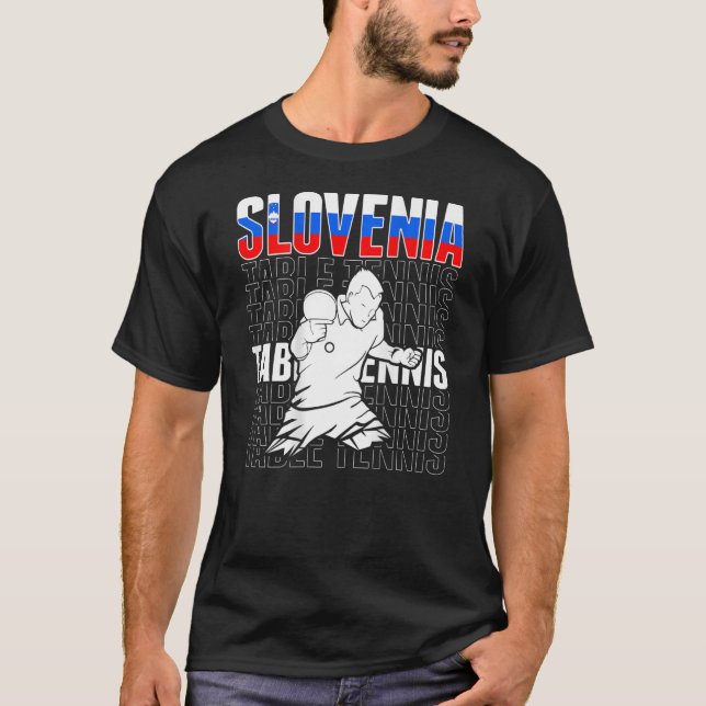 Camiseta Eslovênia Mesa de Tênis de suporte ao ping esloven (Frente)