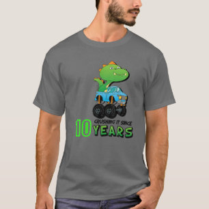 Camiseta Esmagando Desde 10 Anos Dinossauro De Caminhão Mon