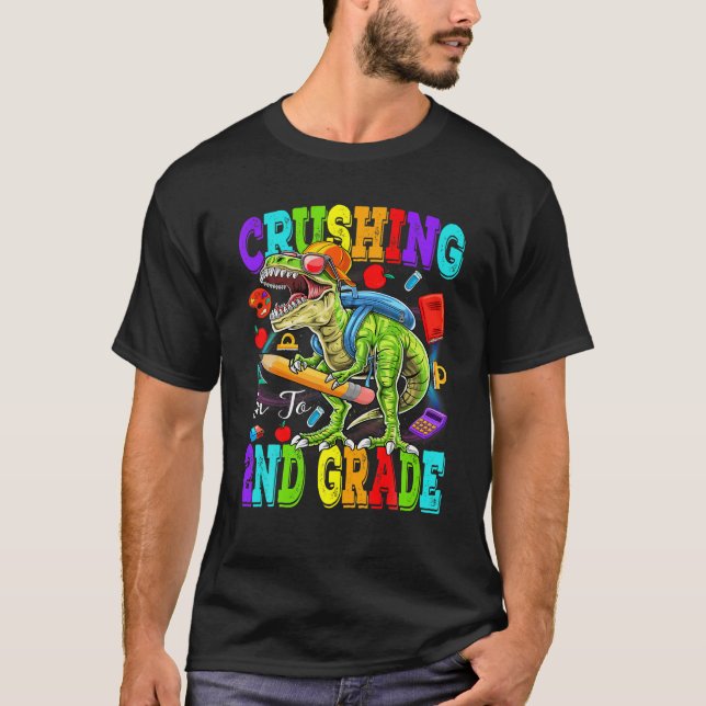 Camiseta Esmagando Em segundo Dinossauro T Rex Boys T Shir (Frente)