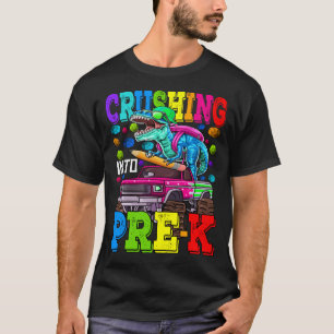 Camiseta Esmagando No Dinossauro De Caminhão Pré-K Monstro 