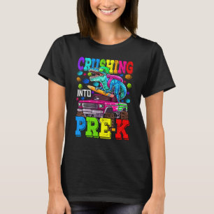 Camiseta Esmagando No Pré-K Monstro Dinossauro Rex Boy