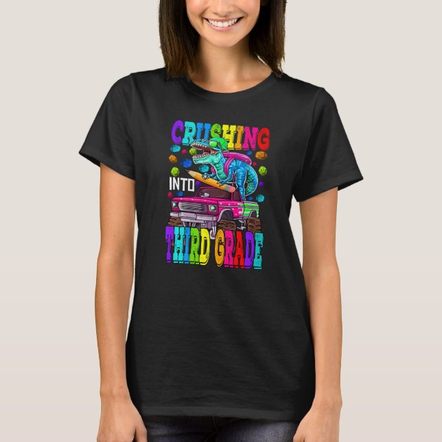Camiseta Esmagando No Terceiro Grau Dinossauro Monstro (Frente)